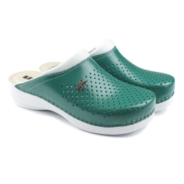 Saboti medicali, unisex, din piele, verde, Leon PU100