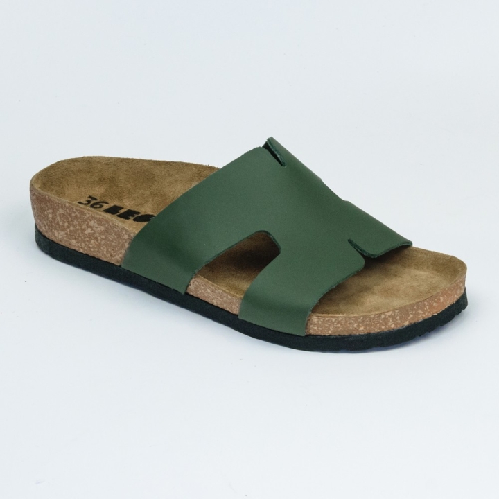 Saboti dama, de vara, din piele, Leon 4054, verde - imagine 2