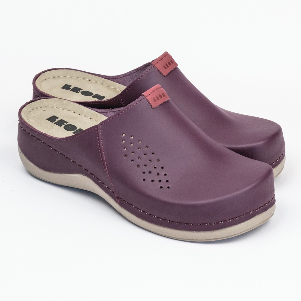 Saboti medicali Leon 930 Bakkar, de dama, din piele, bordo mat