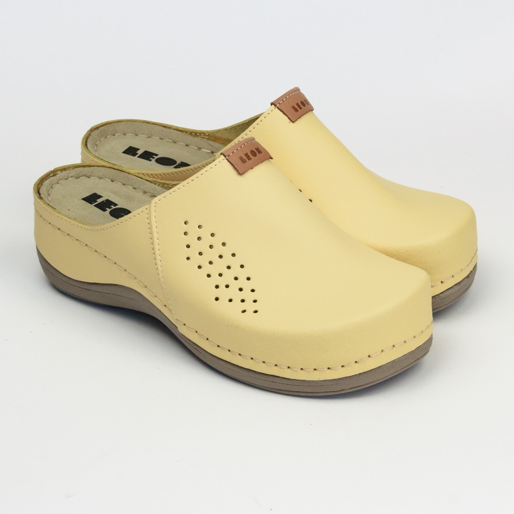 Saboti medicali Leon 930 Bakkar, de dama, din piele, galben mat