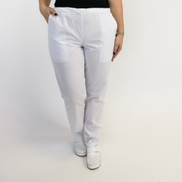 Pantalon unisex Lotus 1, cu snur, alb