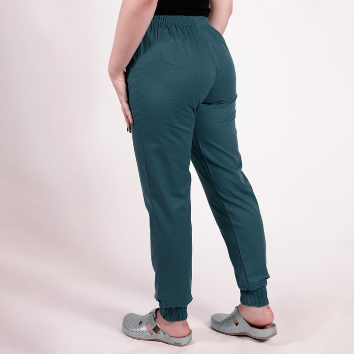 Pantalon unisex Lotus 2, cu elastic in talie si manseta, turcoaz inchis - imagine 3