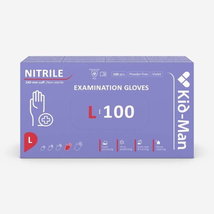 Manusi de examinare din nitril, de unica folosinta, nepudrate, violet, 100 buc. - imagine 2
