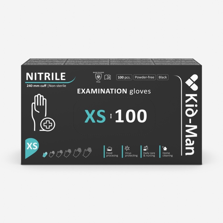 Manusi de examinare din nitril, de unica folosinta, nepudrate, negre, 100 buc. - imagine 4