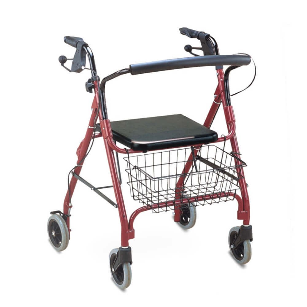 Rolator pliabil cu 4 roti, frana, scaun si cos, din otel - FS966LH