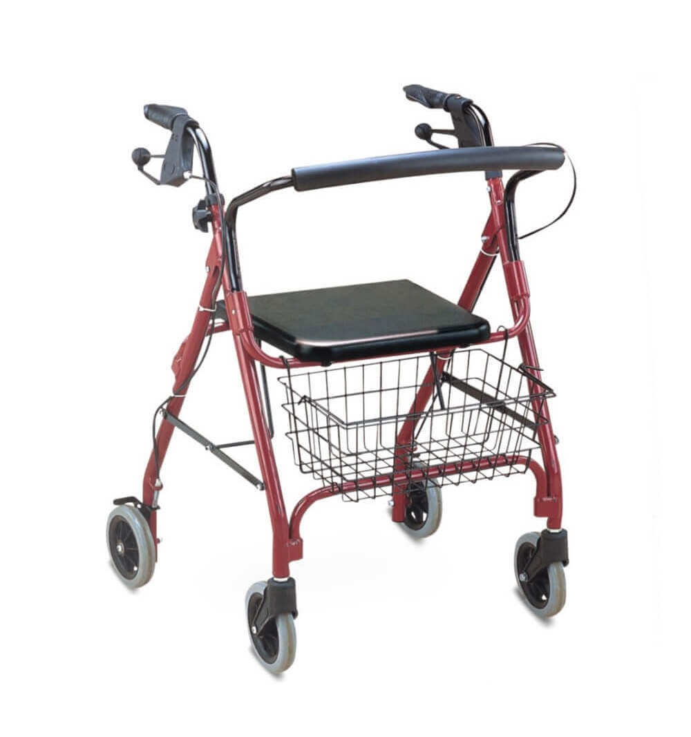 Rolator pliabil cu 4 roti, frana, scaun si cos, din otel - FS966LH