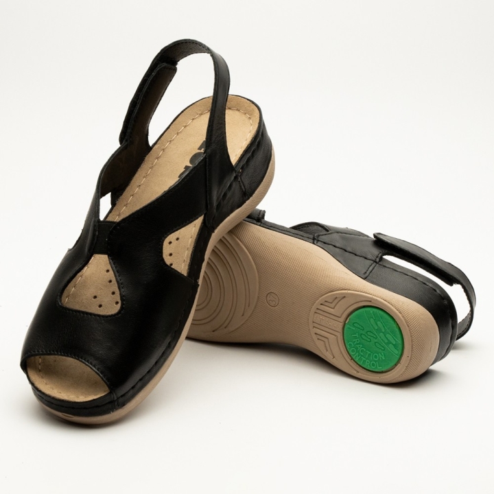 Sandale Leon 924, de vara, din piele, negru - imagine 5