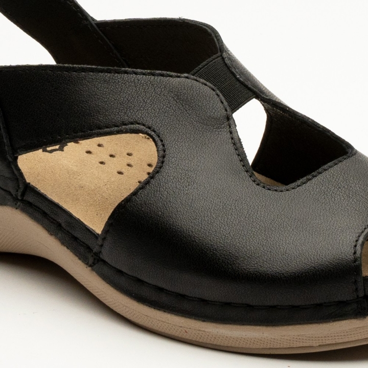 Sandale Leon 924, de vara, din piele, negru - imagine 6