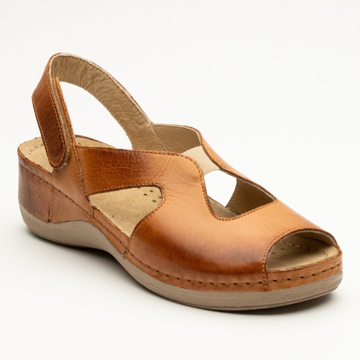 Sandale Leon 924, de vara, din piele, maro - imagine 2