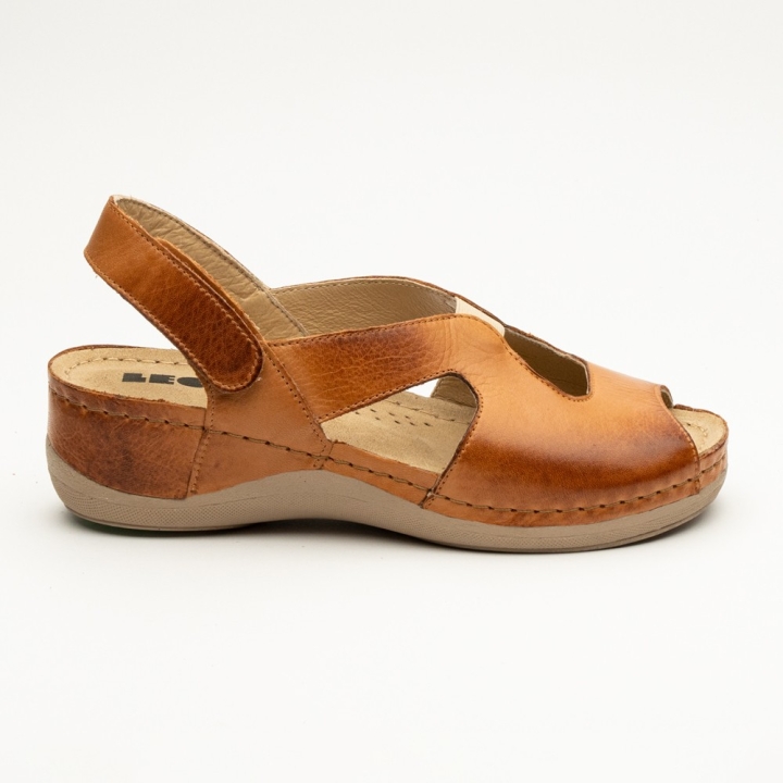Sandale Leon 924, de vara, din piele, maro - imagine 3