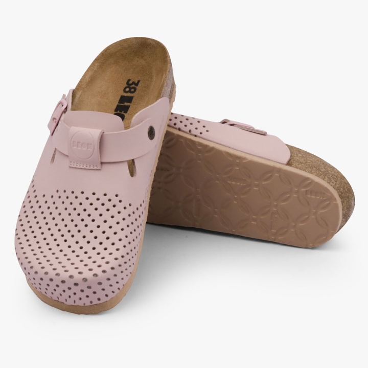 Saboti dama, din piele, Leon 4250 Bakkar, roz mat - imagine 3