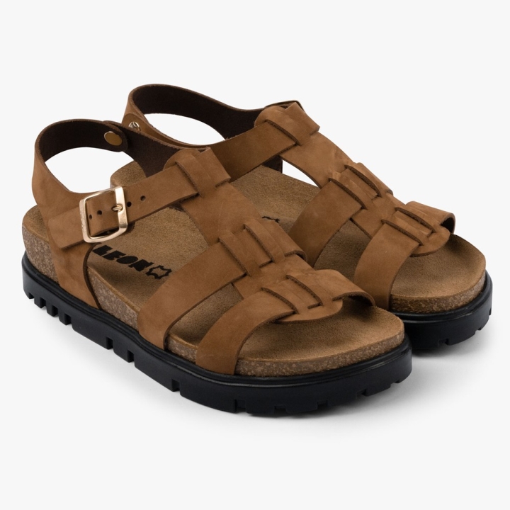 Sandale de dama Leon 6300, de vara, din piele, maro - imagine 1