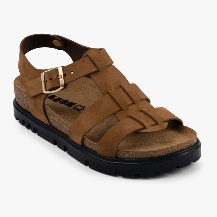 Sandale de dama Leon 6300, de vara, din piele, maro - imagine 2
