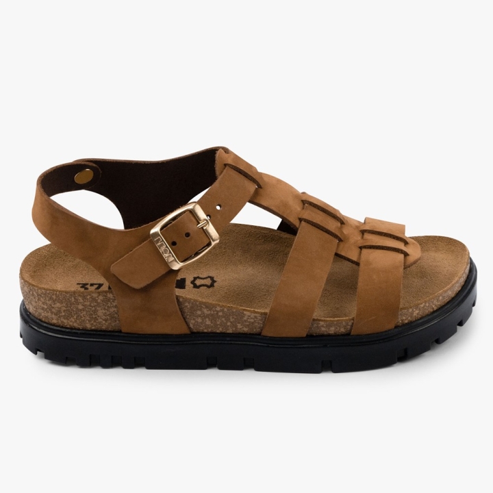 Sandale de dama Leon 6300, de vara, din piele, maro - imagine 3