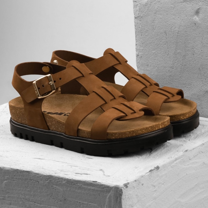 Sandale de dama Leon 6300, de vara, din piele, maro - imagine 4