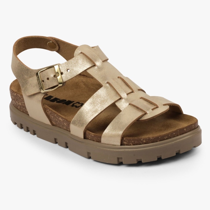 Sandale de dama Leon 6300, de vara, din piele, auriu - imagine 2