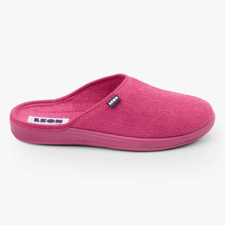 Papuci de casa, din bumbac si poliester, Leon 050, fucsia - imagine 2