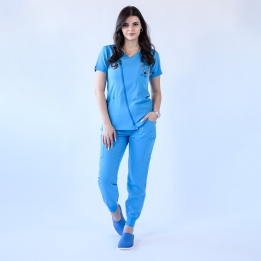 Costum medical Lotus Flex, stretch, albastru deschis, TRS-JK1 TRS-SP4-V3