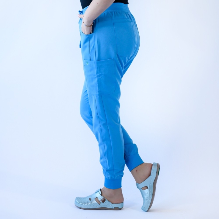 Pantaloni medicali Lotus Flex, stretch, cu snur, albastru deschis, TRS-SP4-V3 - imagine 2