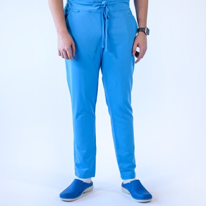 Pantaloni medicali Lotus Flex, stretch, cu snur, albastru deschis, TRS-SP9 - imagine 1