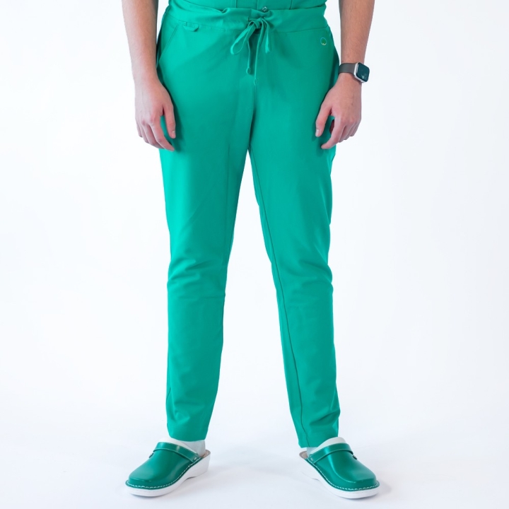 Pantaloni medicali Lotus Flex, stretch, cu snur, verde chirurgical, TRS-SP9 - imagine 1