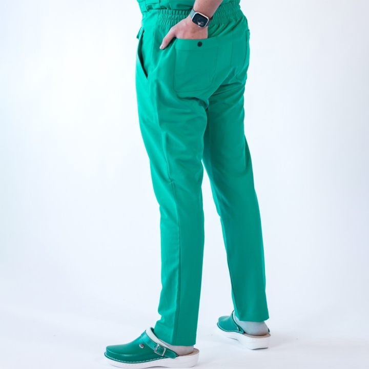 Pantaloni medicali Lotus Flex, stretch, cu snur, verde chirurgical, TRS-SP9 - imagine 2