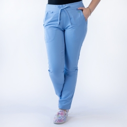Pantaloni medicali Lotus Flex, stretch, cu snur, albastru ciel, TRS-SP9