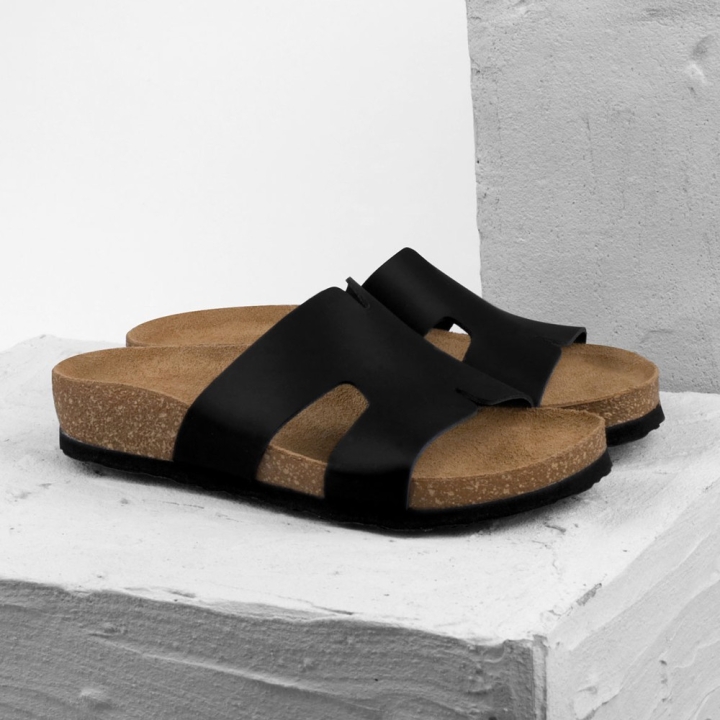 Saboti dama, de vara, din piele, Leon 4054, negru - imagine 4