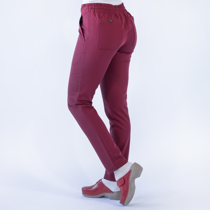 Pantaloni medicali Lotus Flex, stretch, cu snur, visiniu, TRS-SP9 - imagine 2