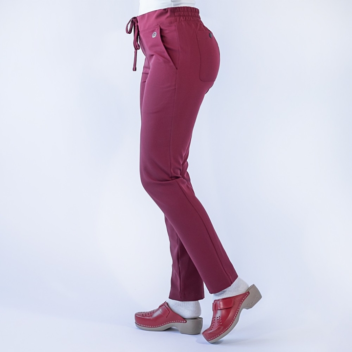 Pantaloni medicali Lotus Flex, stretch, cu snur, visiniu, TRS-SP9 - imagine 3