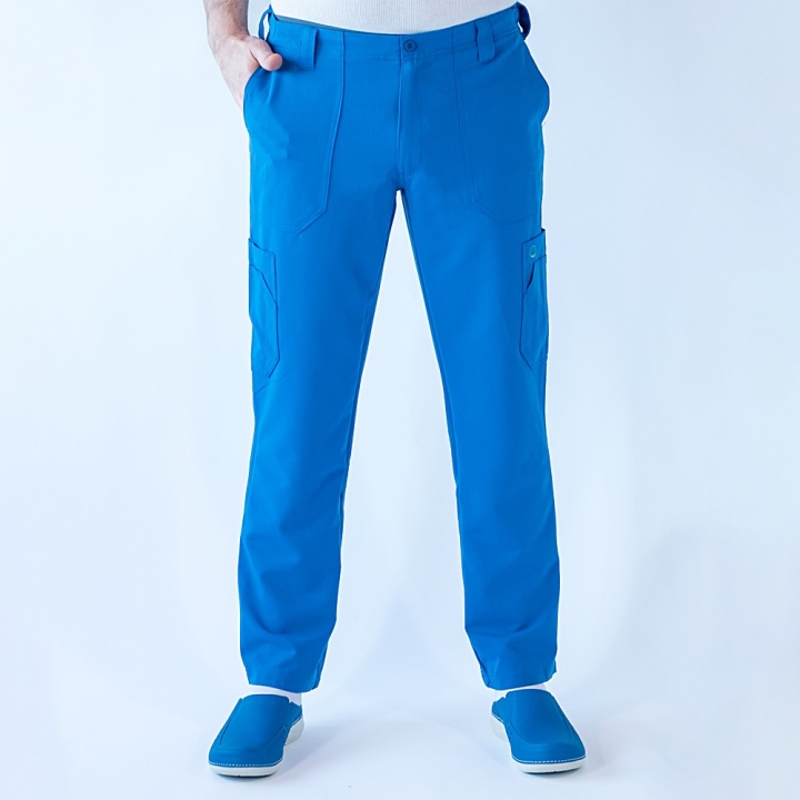 Pantaloni medicali Lotus Flex, stretch, pentru barbati, albastru royal, TRS-KH2 - imagine 3