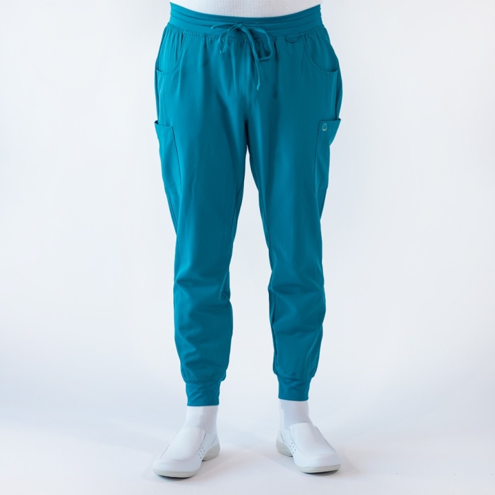 Pantaloni medicali Lotus Flex, stretch, cu snur, turcoaz inchis, TRS-SP4-V3 - imagine 3
