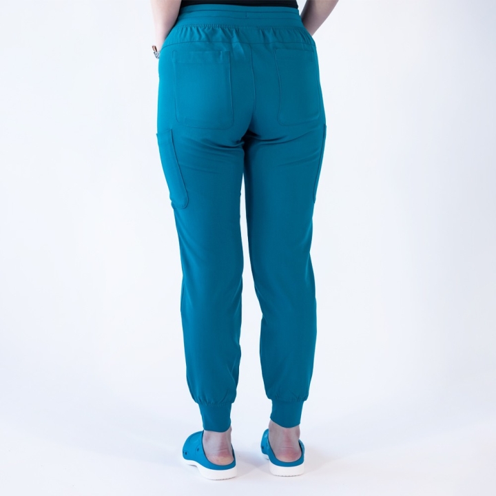 Pantaloni medicali Lotus Flex, stretch, cu snur, turcoaz inchis, TRS-SP4-V3 - imagine 2