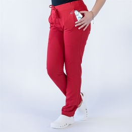 Pantaloni medicali Lotus Flex, stretch, cu snur, rosu, TRS-SP9