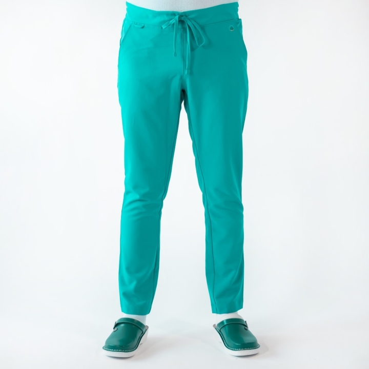 Pantaloni medicali Lotus Flex, stretch, cu snur, aqua, TRS-SP9 - imagine 1