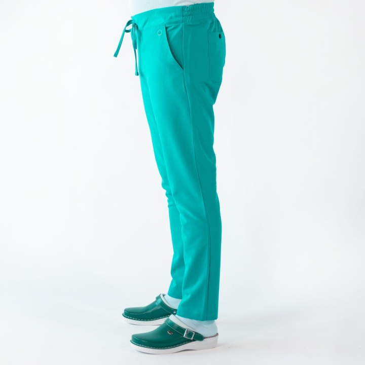 Pantaloni medicali Lotus Flex, stretch, cu snur, aqua, TRS-SP9 - imagine 2