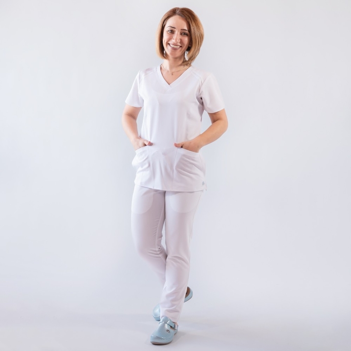 Costum medical Lotus Flex, stretch, alb, TRS-NP24 TRS-SP9 - imagine 1