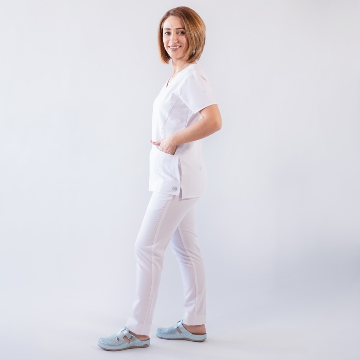 Costum medical Lotus Flex, stretch, alb, TRS-NP24 TRS-SP9 - imagine 2