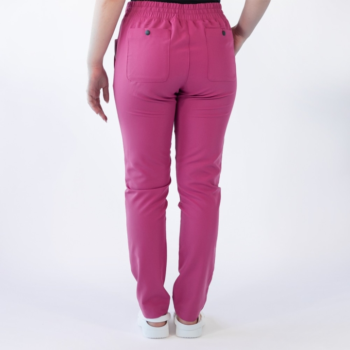 Pantaloni medicali Lotus Flex, stretch, cu snur, fucsia orhidee, TRS-SP9 - imagine 2