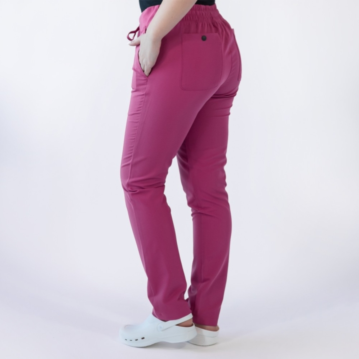 Pantaloni medicali Lotus Flex, stretch, cu snur, fucsia orhidee, TRS-SP9 - imagine 3