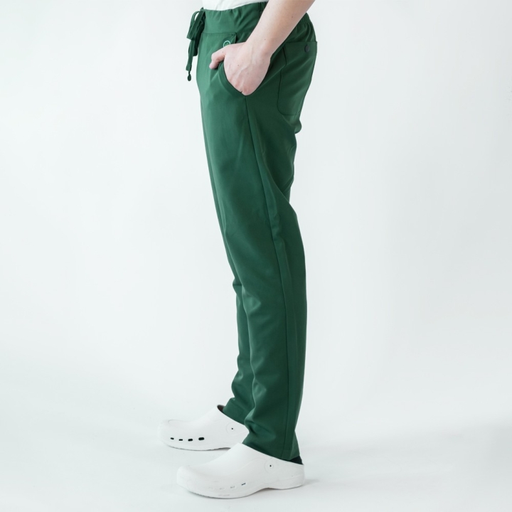 Pantaloni medicali Lotus Flex, stretch, cu snur, verde Hunter, TRS-SP9 - imagine 2