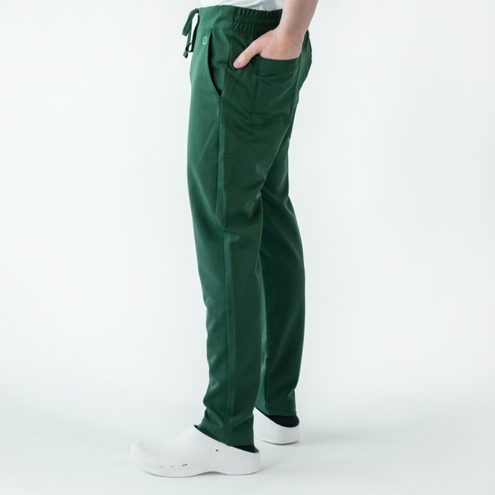 Pantaloni medicali Lotus Flex, stretch, cu snur, verde Hunter, TRS-SP9 - imagine 3