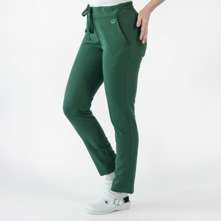 Pantaloni medicali Lotus Flex, stretch, cu snur, verde Hunter, TRS-SP9 - imagine 5
