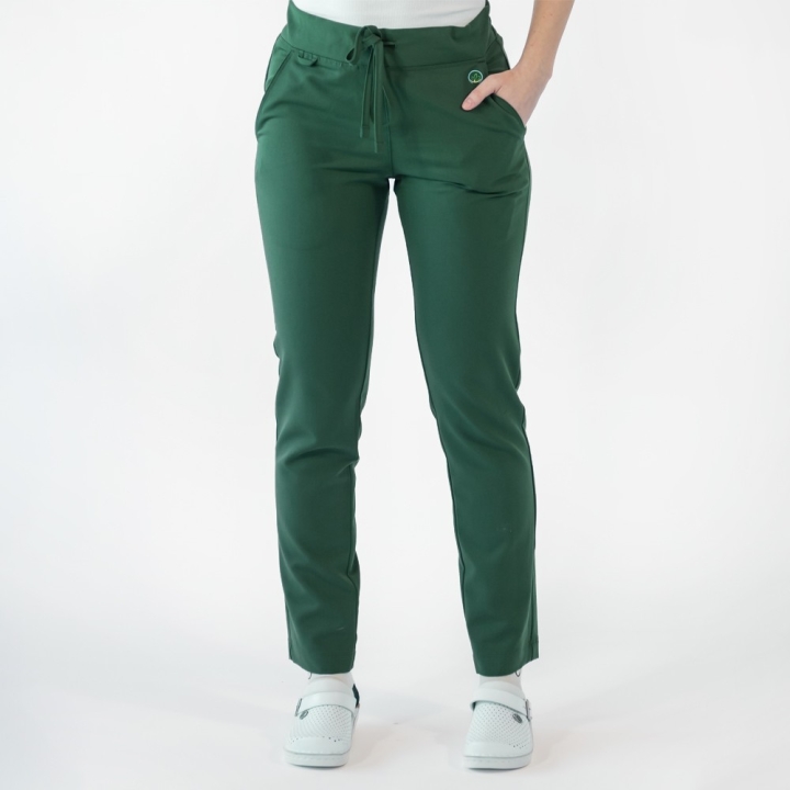 Pantaloni medicali Lotus Flex, stretch, cu snur, verde Hunter, TRS-SP9 - imagine 4