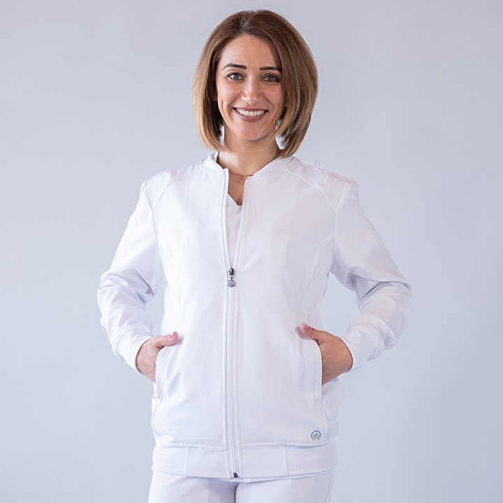 Jacheta medicala cu fermoar Lotus Flex, stretch, alb, TRS-JK10 - imagine 5