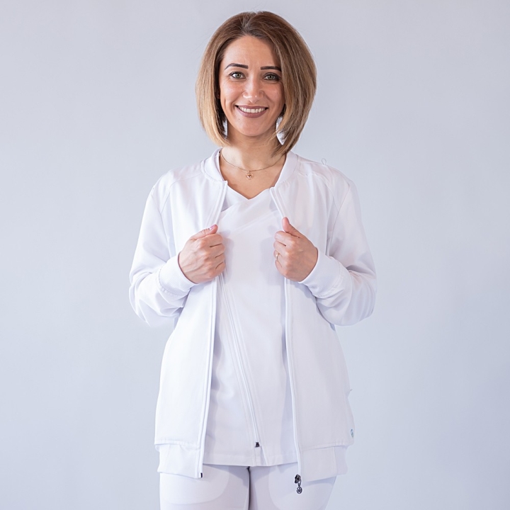 Jacheta medicala cu fermoar Lotus Flex, stretch, alb, TRS-JK10 - imagine 6