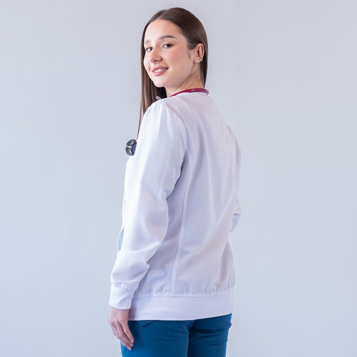 Jacheta medicala cu fermoar Lotus Flex, stretch, alb, TRS-JK10 - imagine 3