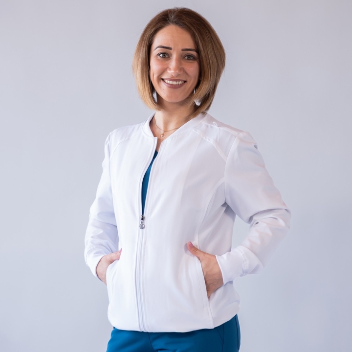 Jacheta medicala cu fermoar Lotus Flex, stretch, alb, TRS-JK10 - imagine 4