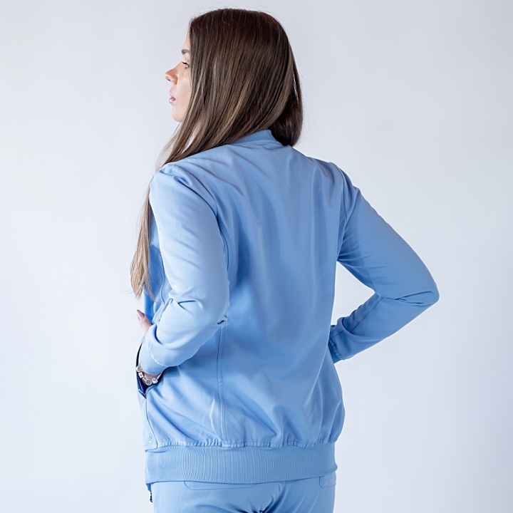 Jacheta medicala cu fermoar Lotus Flex, stretch, albastru ciel, TRS-JK10 - imagine 4
