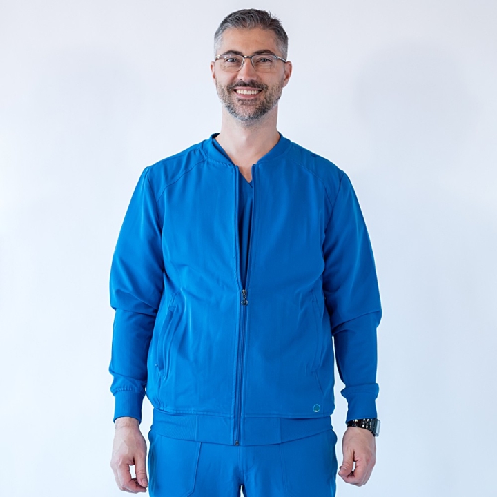 Jacheta medicala cu fermoar Lotus Flex, stretch, albastru royal, TRS-JK10 - imagine 4